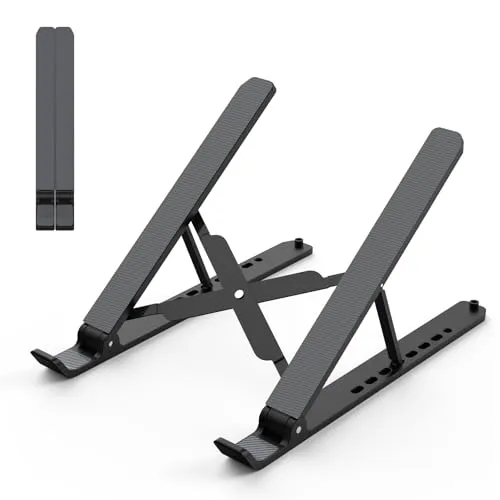 Tonmom Laptop Ständer, Notebook Ständer, ABS+Silikon Laptopständer | Höhenverstellbarer Belüftet Kühlung Faltbarer Laptop Halterung für MacBook Pro/Air, HP, Sony, Dell,alle 10-15,6 ” Laptops
