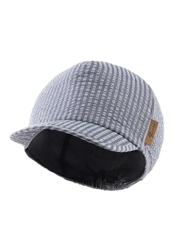 Sterntaler Schirmmütze Streifen - Jungen Mütze aus Seersucker mit feinem Streifen - UV-Schutz 50+ Sonnen Cappy - Baby und Kinder Kopfbedeckung Sommer - blau, Größe 43