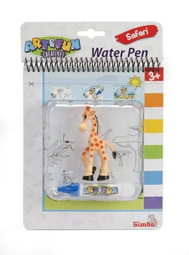 Art und Fun Water Pen Safari Malbuch - Giraffe 9cm, 4 magische Seiten, fördert Kreativität und motorische Fähigkeiten ab 3 Jahren