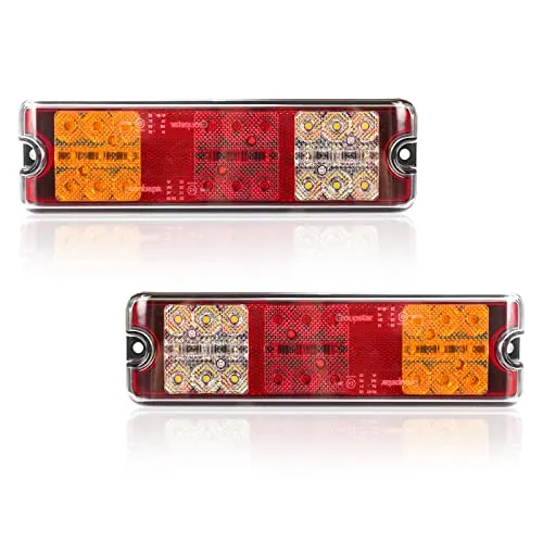 Yuanjoy 2 Stück LED Anhänger Rücklichten Satz, 12V/24V Rücklichte Wasserdicht Rücklichter mit Blinker, Bremse, Hinten, Rückwärts, Reflektorlampe für Traktor, LKW, Wohnwagen, Van, Traktor