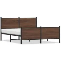 vidaXL Metallbett 160x200 cm in Braun Eichen-Optik - Stabiles Metallbettgestell mit elegantem Design und zusätzlichem Stauraum unter dem Bett – ideal für dein Schlafzimmer!