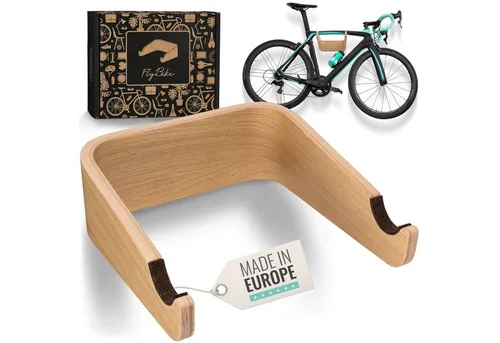 madeco Fahrradwandhalterung FlyBike Fahrrad Wandhalterung Holz - Design Fahrradhalter für Wohnung (mit Fischer Dübeln und Wollfilz Rahmenschutz), für Rennrad, Gravel Bike, Mountainbike, Fixie