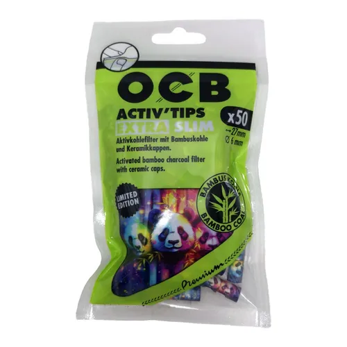 OCB Bamboo Activ'Tips Extra Slim Aktivkohlefilter mit Bambuskohle Ø 6mm, 50 Stk.
