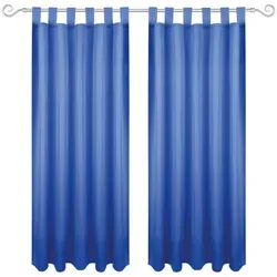Bestgoodies Dekoschal Ellen Schlaufen 2er Pack 140 cm x 245 cm Blau - Fenstervorhänge mit blickdichter Optik, idealer Sichtschutz und eleganter Dekoration für Wohn-, Schlaf- und Kinderzimmer. Sofort aufgehängt dank praktischer Ösen.
