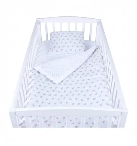 Babylux Babydecke 75x100 cm mit Kissen 30x35 cm – Kuscheldecke aus Minky & Baumwolle – Krabbeldecke für Kinderwagen, Babybett & Spielgruppe (K153 Weiß + Herzen)