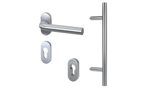 BASI Stoßgriff Stangengriff 400 mm - Komplettset für Haustüren - Türgriffe - Modernes und sicheres Edelstahl-Komplettset mit einfacher Montage für stilvolle Eingangsbereiche.
