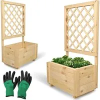 holz4home® Pflanzkasten mit Rankgitter S aus Kiefernholz - Blumenkasten mit Rankhilfe und inkl. Gartenhandschuhe & Vlies, ideal für Balkon oder Garten, schützt Pflanzen und bietet Sichtschutz.