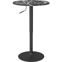 HOMCOM Runder Bartisch mit Marmoroptik - Eleganter Bartisch für 2 Personen, höhenverstellbar von 68-93,5 cm, ideal für kleine Räume, Küche oder Terrasse. Wasserresistent und pflegeleicht für gesellige Runden.