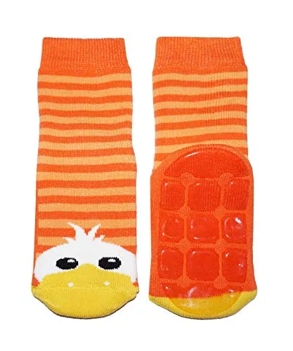 Weri Spezials Baby und Kinder Stoppersocken Enten Motiv für Mädchen und Jungen in 8 tollen Farben, Voll-ABS Antirutschsohle Anti-Rutsch (27-30, Orange)
