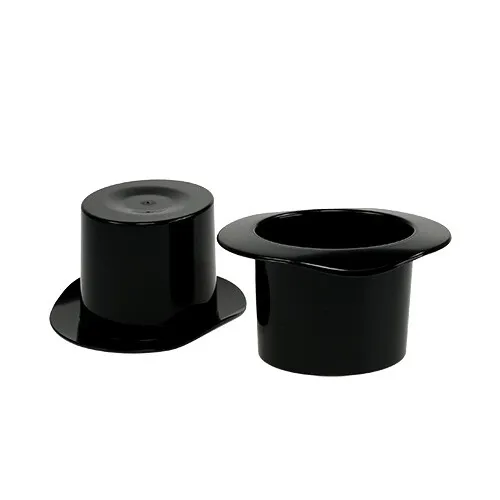 Zylinder Schwarz 7cm 9er Set - Deko Silvester Geschenkverpackung Kunststoff, 9