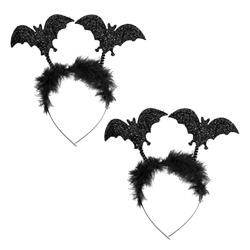 Oblique Unique® Fledermaus Haarreifen Set 2 Stück Haarreif mit Flügeln als Kostüm Accessoire für Fledermauskostüm Halloween Karneval Fasching Motto Party