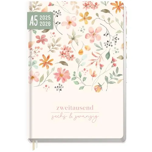 Häfft-Timer 2025/2026 A5 (Aug 25 - Sep 26) Hardcover Schülerkalender 