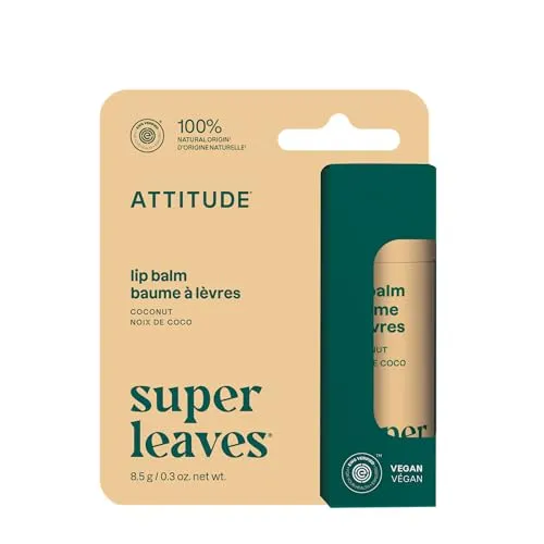 ATTITUDE Plastic-free Lip Balm, EWG Verified Plant- and Mineral-Based Ingredients, Vegan, Coconut, 8.5 g