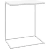 vidaXL C-förmiger Beistelltisch Weiß 55x35x66 cm - Stilvoller C-förmiger Beistelltisch aus Holzwerkstoff, ideal für Getränke und Deko. Leicht zu reinigen und perfekt für jeden Raum.
