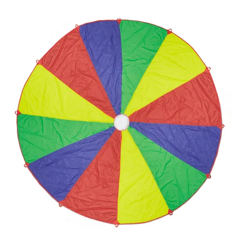Schwungtuch Schwingtuch Regenbogen-Spieltuch mit 12 Griffen - Outdoor Bewegungsspiel für Kinder, fördert Teamarbeit und motorische Fähigkeiten, ideal für Spielplatz und Garten.