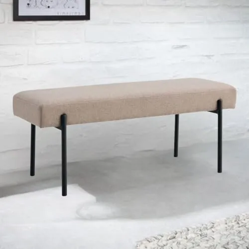 LEBENSwohnART Design Sitzbank Nordic Light-Brown Stoff 100cm Eleganz & Modern Flurbank