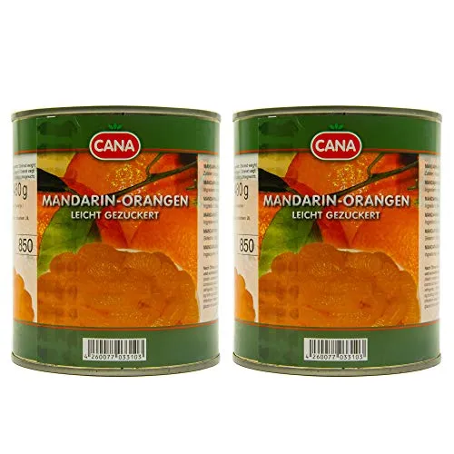Food-United türkische Mandarin-Orangen geschält ohne Kerne leicht gezuckert in Sirup 2 Dosen Füllm 800g ATG 480g Ring-Pull-Verschluss intensiv komplexes Aroma gleichmäßige ganze Segmente (2 Dosen)