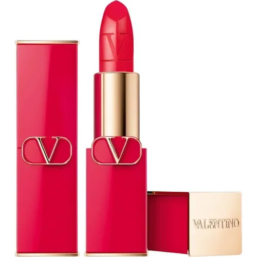 Valentino Rosso 404R Satin Finish Cream Lipstick - Make Up, nachfüllbarer Lippenstift mit satinierter Textur für langanhaltende Farbe und Pflege.