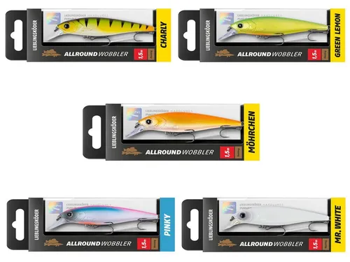 Lieblingsköder Kunstköder Allroundwobbler Set - 5er Set für trübes Wasser - Effektives 5er Set Allroundwobbler für trübes Wasser. Ideal für Forelle, Barsch und Zander. Exzellente Verarbeitung und langsames Aufsteigen für optimalen Fang!