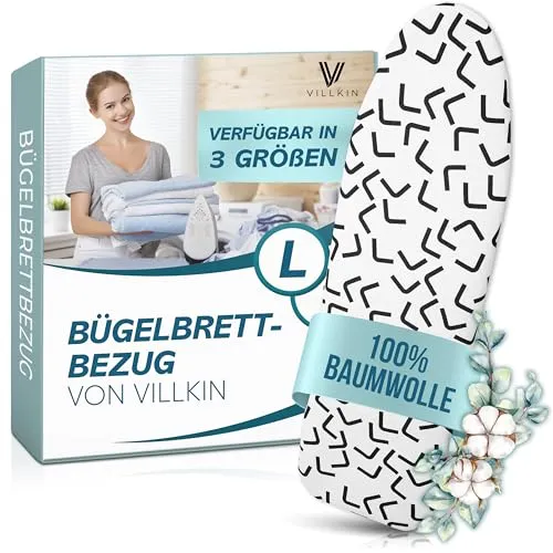 Villkin Bügelbrettbezug aus Baumwolle für Dampfbügeleisen und Dampfbügelstationen (L)