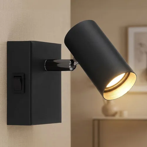 LED Wandleuchte schwarz matt, schwenkbar mit Kippschalter
