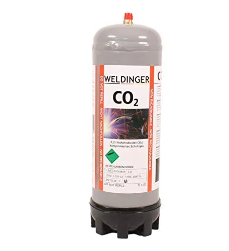 bar CO2-Einwegflasche 1,3 kg = 2,2 Liter (220 Liter Schweißgas fürs MAG-Schweißen) 110