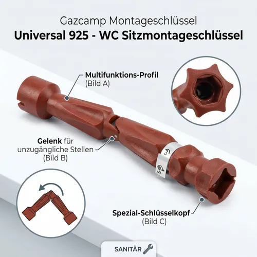 Gazcamp Montageschlüssel Sanitär Universal 925
