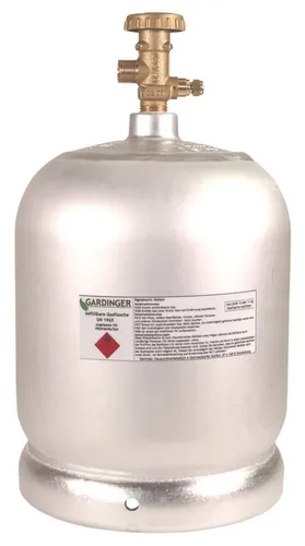 GARDINGER Aluminium-Propangasflasche 2 kg - Leere, befüllbare Gasflasche aus Aluminium, ideal für Camping und Boote. Kompakt und leicht, passt in gängige Gaskästen. Hohe Qualität und Sicherheitsventil für sorgenfreies Befüllen.