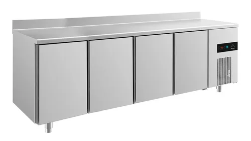 Gastro Kühltisch 4 Türen Umluftkühlung Aufkantung 2330x700x850mm -2/+8°C NEU