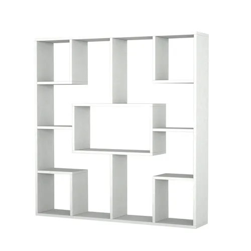 Bücherregal Weiß Holz Raumteiler 1851 - CD- & Video-Regale, modernes Design mit über 8 Regalfächern für optimale Stauraumnutzung, zweiseitig bedienbar und ideal für jedes Zimmer.