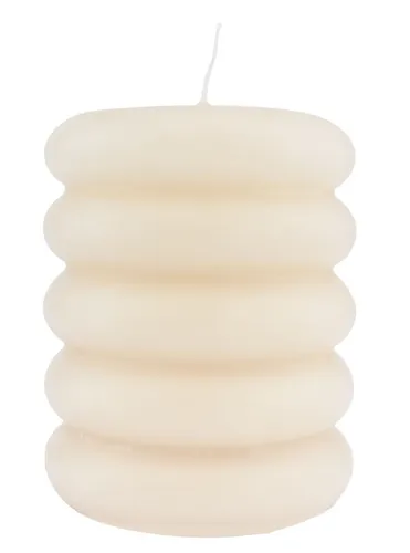 INNA-GLAS Kerze MONISHA mit Querrillen, creme, 11cm, Ø9cm, 69h