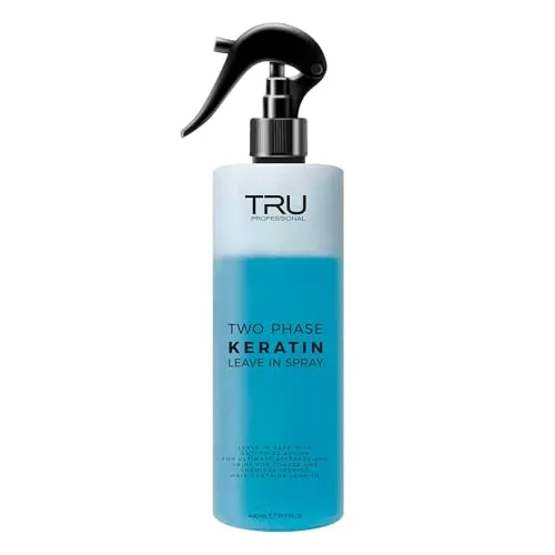 TRU Two-Phase Keratin Leave-In Spray 400 ml, Anti-Frizz 2-Phasen Haarpflege mit UV-Schutz