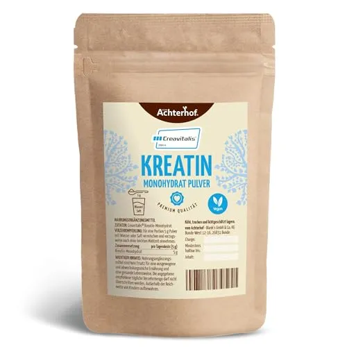 Creavitalis® Kreatin Monohydrat Pulver 500g - Hochreines Kreatin für Leistungssteigerung - Aminosäure Kreatin, reinstes Kreatin ohne Zusätze, unterstützt die körperliche Leistung bei intensivem Training und ist ideal für Veganer und Vegetarier.