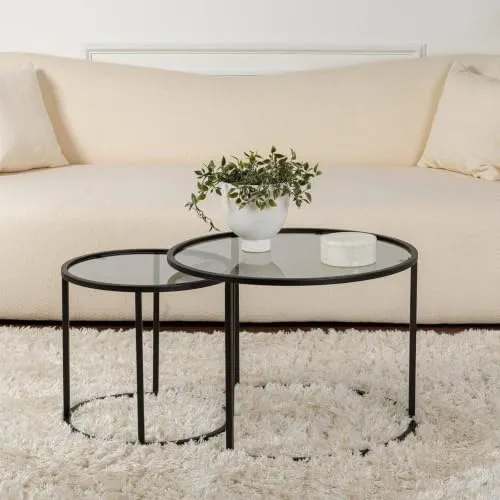Dmora Couchtisch Abbadesse 60x60x43 cm Schwarz Rund