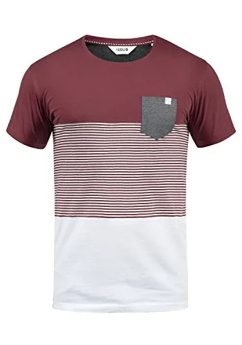 !Solid SDMalte Herren T-Shirt Kurzarm Shirt mit Streifen Rundhals-Ausschnitt Baumwollmischung Regular fit, Größe:2XL, Farbe:Wine Red (0985)