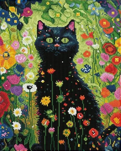 DIAMOND DOTZ - Diamond Painting Katze im Garten - Kreativität: Hochwertige Strasssteine mit 13 Facettenschliff für einen beeindruckenden Glitzereffekt und umfassendes Zubehör für ein einfaches Malerlebnis.