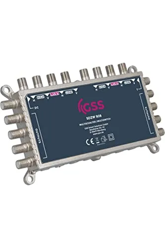 GSS 9/8 Multischalter STROMLOS für Quattro LNB - Multischalter für 2 Satelliten & 8 Teilnehmer, stromloser Betrieb ohne Netzteil für energieeffiziente SAT-Anlagen – ideal für Full-HD, UHD, 4K und 8K Empfang.