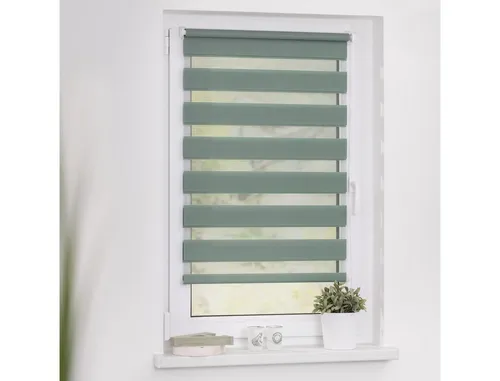 Doppelrollo Duo Rollo Klemmfix - LICHTBLICK ORIGINAL, 90 cm x 150 cm - Rollos für Fenster & Türen, einfach ohne Bohren montierbar. Halbtransparenter Stoff sorgt für Lichtdurchlässigkeit und optimalen Sichtschutz in elegantem Salbeigrün.