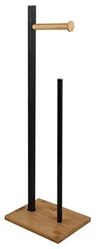 spirella Toilettenpapierhalter Stehend BxHxT: 20x68x18cm freistehender Papierrollenhalter Bambus Edler Rollenhalter für WC-Rollen als Ersatzrollenhalter Schwarz/Natur
