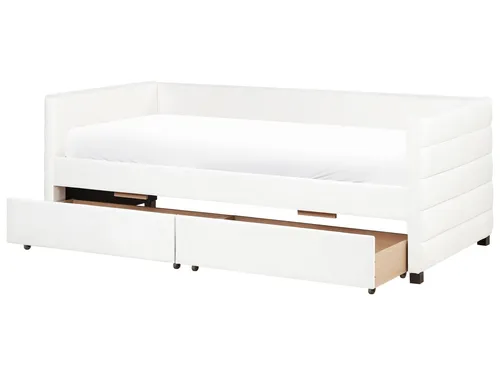 BELIANI Tagesbett Cremeweiß Samtstoff mit 2 Schubladen