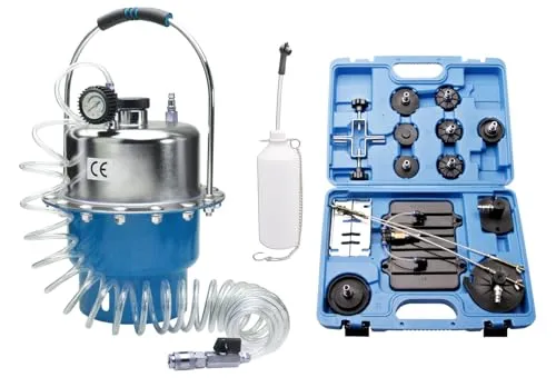 Stahl-Faust Bremsen Entlüftungsgerät mit Adaptersatz 11-TLG. Druckluft Bremsentlüftung