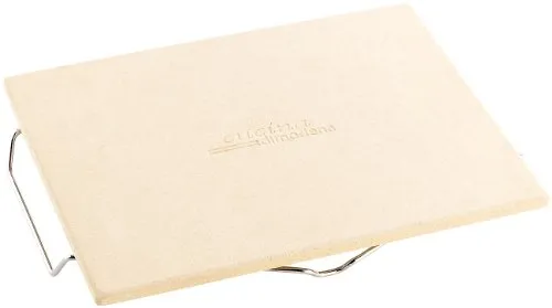 Cucina di Modena Pizzastein: Pizzastein mit Metallgestell, rechteckig, 38 x 30 cm (Schamottstein)