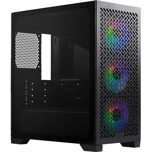 Elite 302 Tower-Gehäuse schwarz mit Tempered Glass - PC-Gehäuse für µATX mit elegantem Tempered Glass-Design und 4 Full-Size-Slots für optimale Erweiterungsmöglichkeiten.