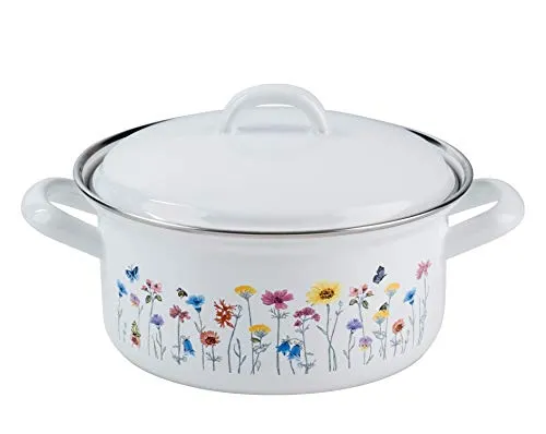 Riess Kasserolle mit Deckel Ø14cm 0,75L Flora Emaille von Riess