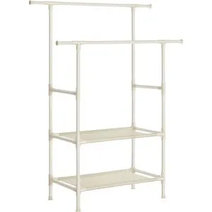 SONGMICS Kleiderständer, Garderobenständer aus Metall mit 2 Kleiderstangen - Kleiderständer für Ordnung: Belastbar bis 70 kg, einfache Montage ohne Werkzeug und ideal für Schlafzimmer, Flur oder Balkon.