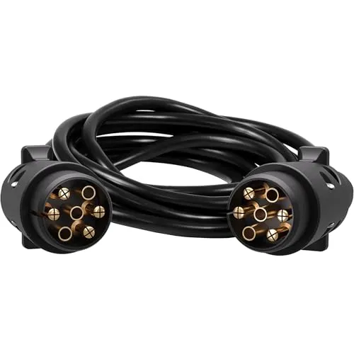 Wiltec 7-poliges Verlängerungskabel 3 m, Anhängerkabel PVC, Robustes Elektrokabel mit 2 Steckern, 7-adriges Kabel für Anhänger und Wohnwagen