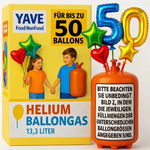 Helium ballongas für bis zu 50 Ballons Heliumflasche für Luftballons YAVE
