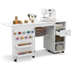 COSTWAY Klappbarer Nähschrank mit Ablageflächen