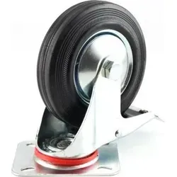 Lenkrolle schwarzem Gummi Feststellbremse 75x25 mm - max. 50kg Traglast