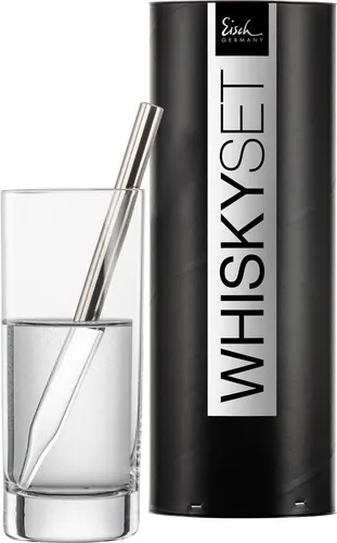Eisch Whisky-Pipette Gentleman Set - 2 Kristallglas Pipetten mit Platinbeschichtung, inkl. 1 elegantes Wasserglas, 190 ml, handwaschbar und stilvoll